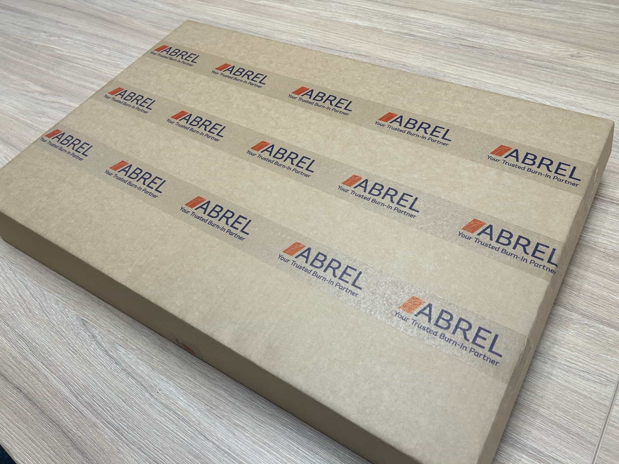 New Abrel branding on a cardboard box